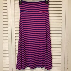 Design History Blue And Black Striped Flowy Midi Skirt Size Medium